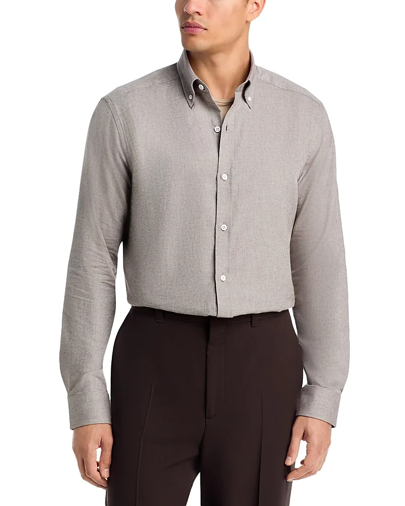 Cotton & Wool Classic Fit Button Down Shirt