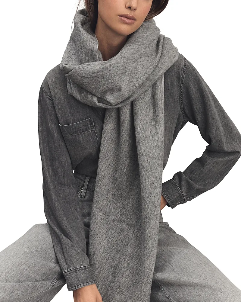 Wool & Cashmere Fringed Scarf by Reiss
