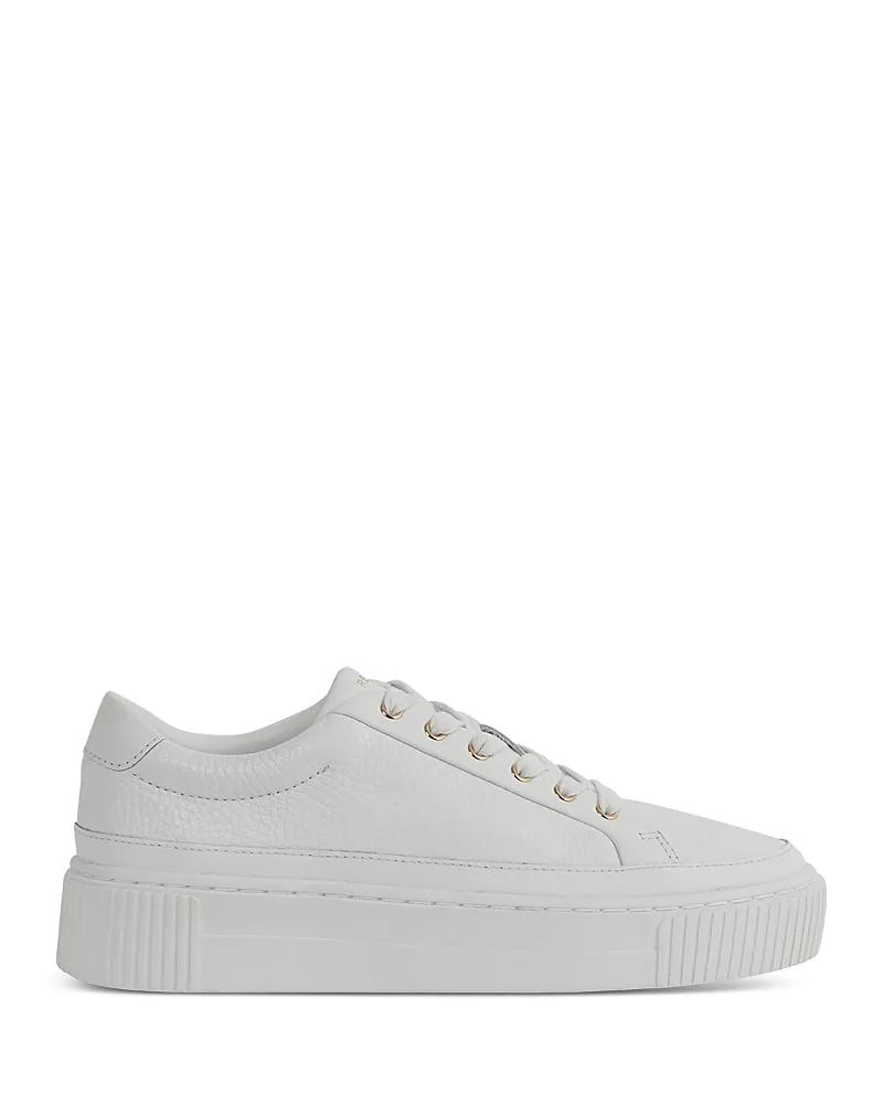 Leanne Grained Leather Low Top Sneakers by Reiss
