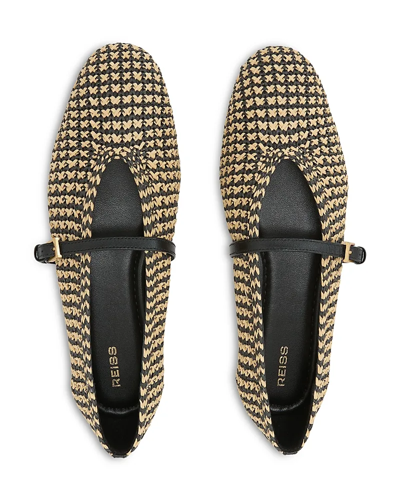Davina Raffia Effect Ballet Flats by Reiss