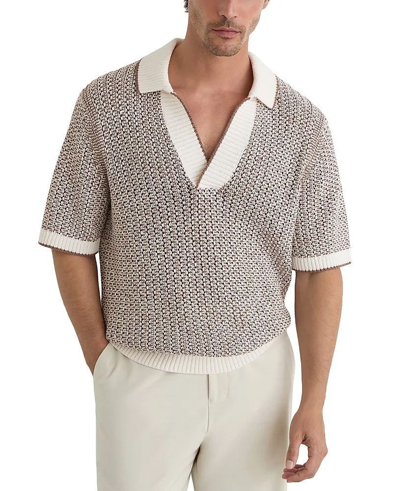 Atlas Two Tone Crochet Polo by Reiss