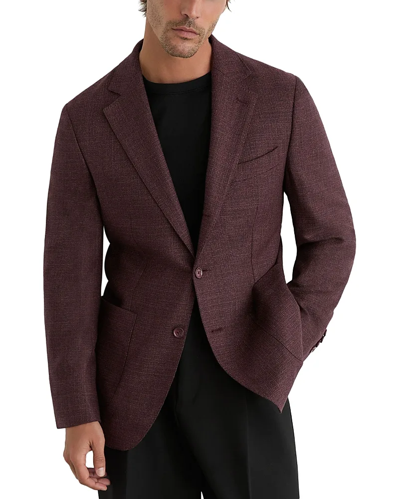 Aristocrat Tailored Fit Textured Hopsack Wool Blazer