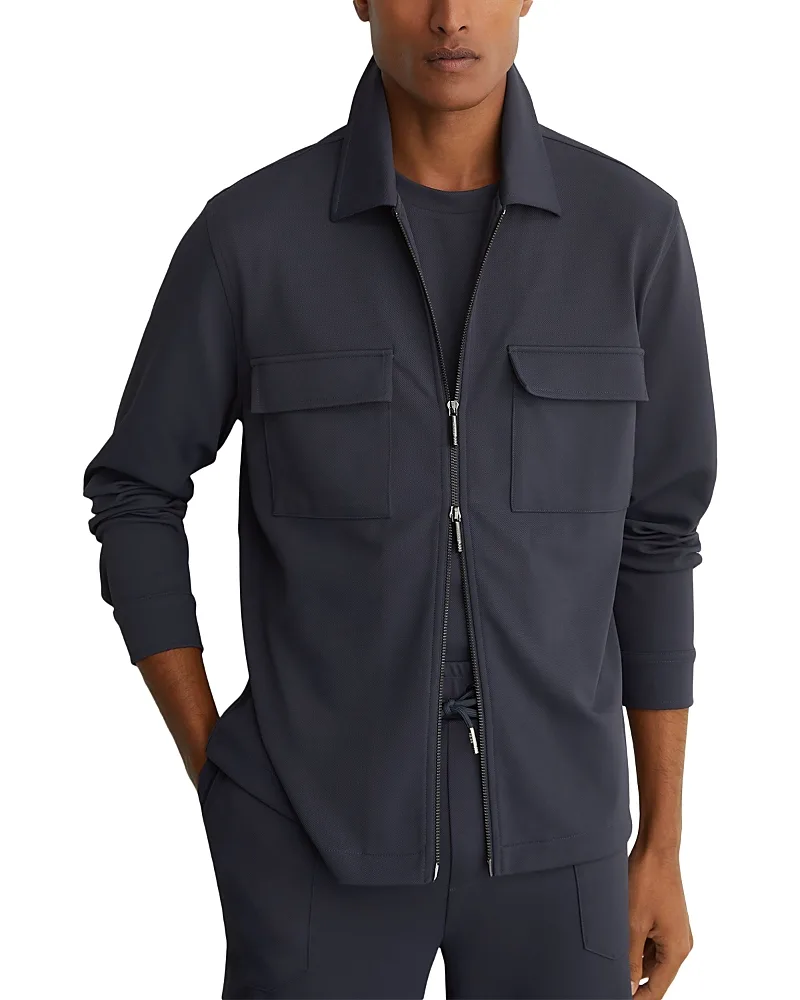 Glover Stretch Twill Zip Through Overshirt by Reiss