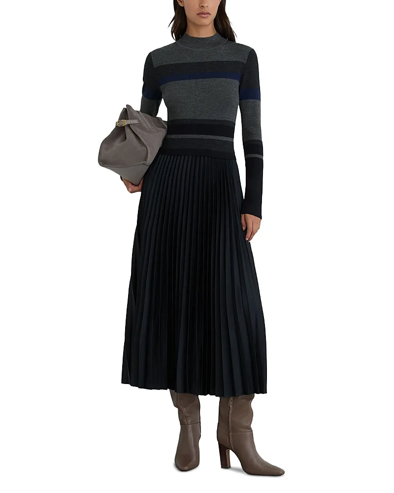Wool Blend Stripe Midi Dress by Reiss