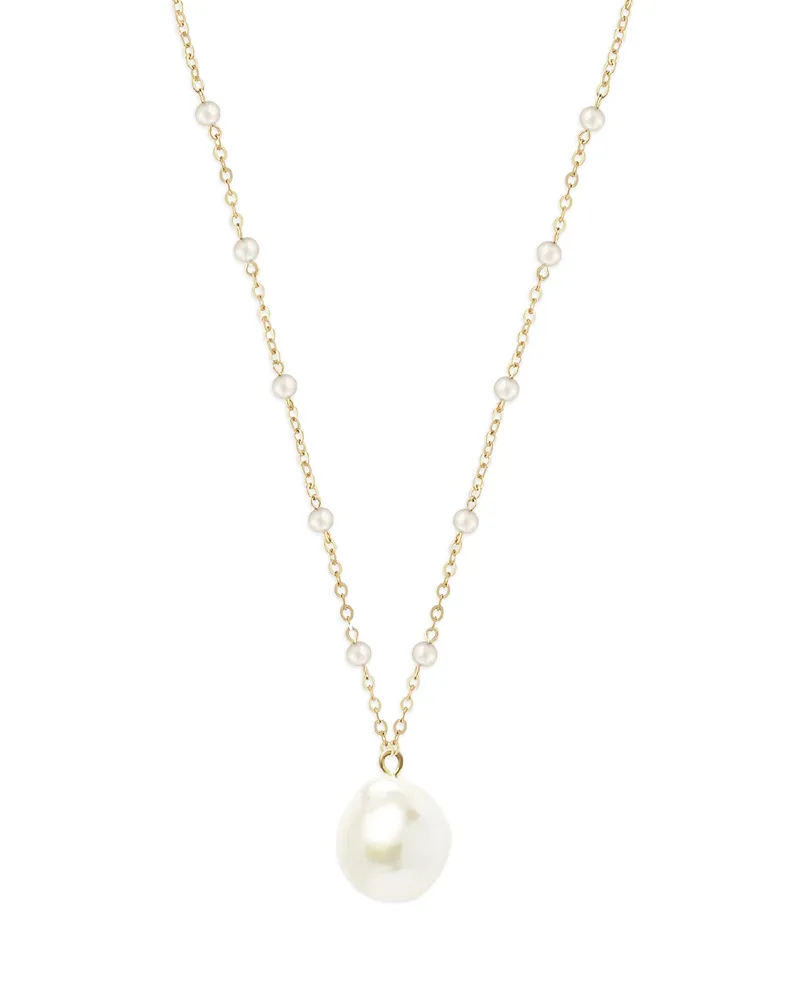 Freshwater & Baroque Pearl Drop Necklace in 14K Yellow Gold, 16"
