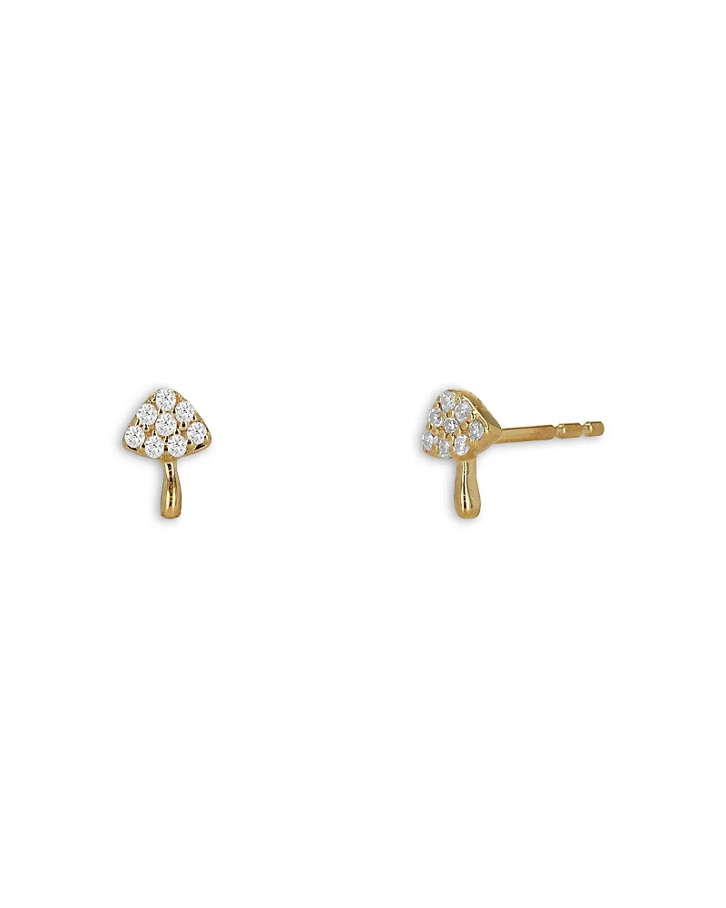 10K Yellow Gold Diamond Mushroom Stud Earrings, 0.1 Tcw by Moon & Meadow