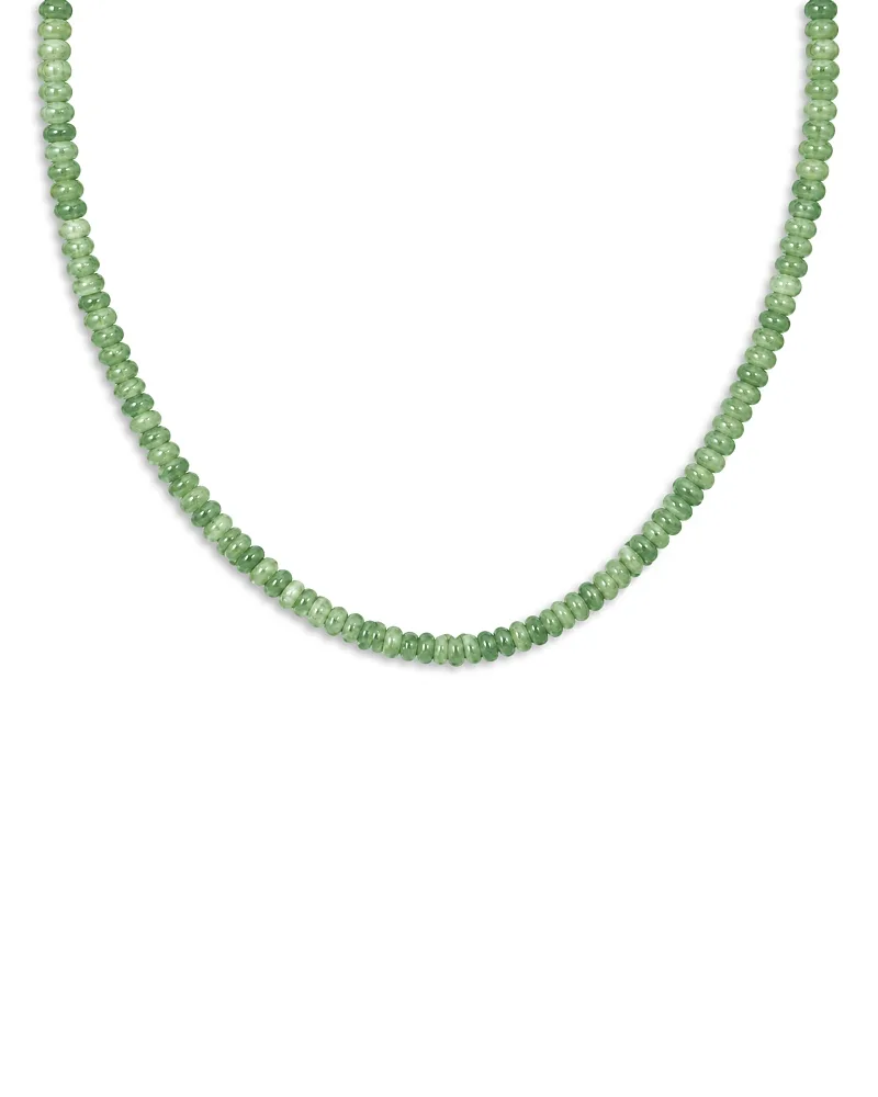 10K Yellow Gold Dark Quartzite Rondelle Beaded Collar Necklace, 17.75"