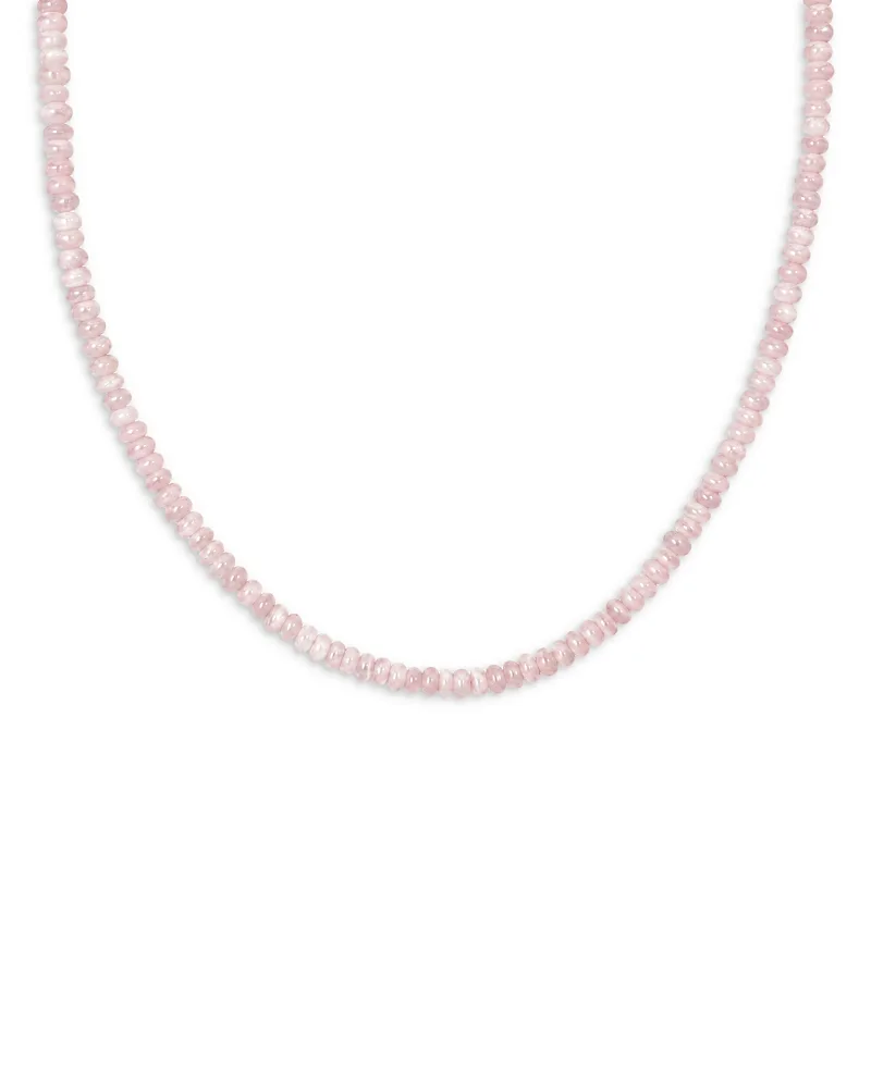 10K Yellow Gold Rose Quartz Rondelle Beaded Collar Necklace, 17.75" by Moon & Meadow