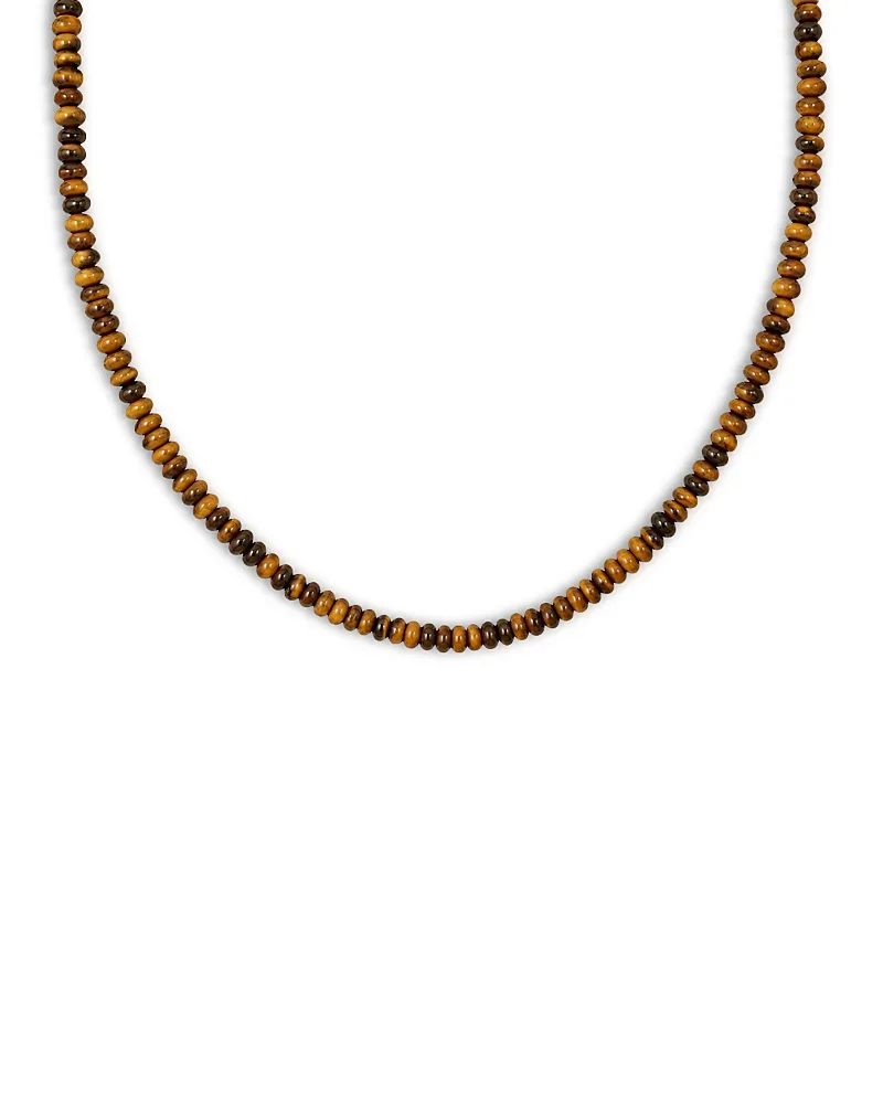 10K Yellow Gold Tiger Eye Rondelle Beaded Collar Necklace, 17.75" by Moon & Meadow