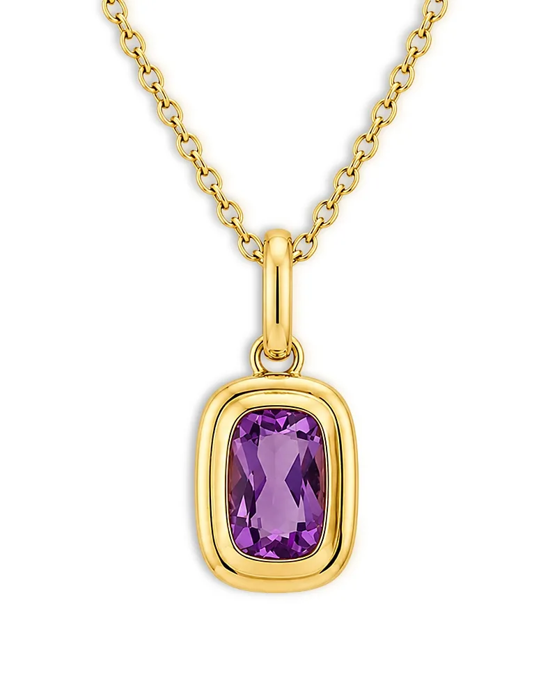 10K Yellow Gold Amethyst Elongated Cushion Pendant Necklace, 17.75" by Moon & Meadow