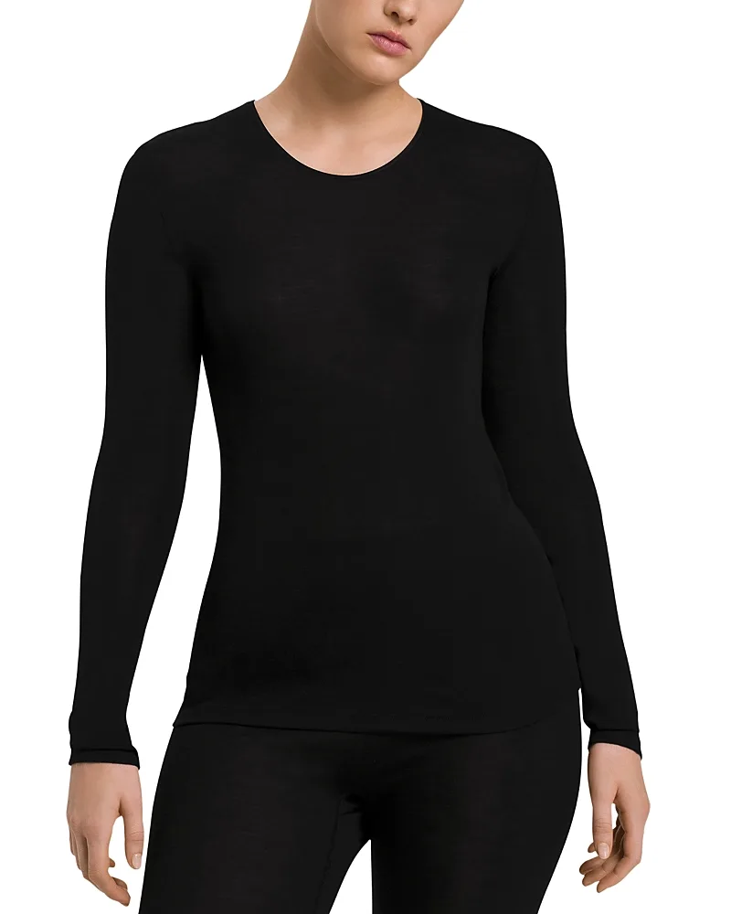 Wool & Silk Round Neck Long Sleeve Top by Hanro