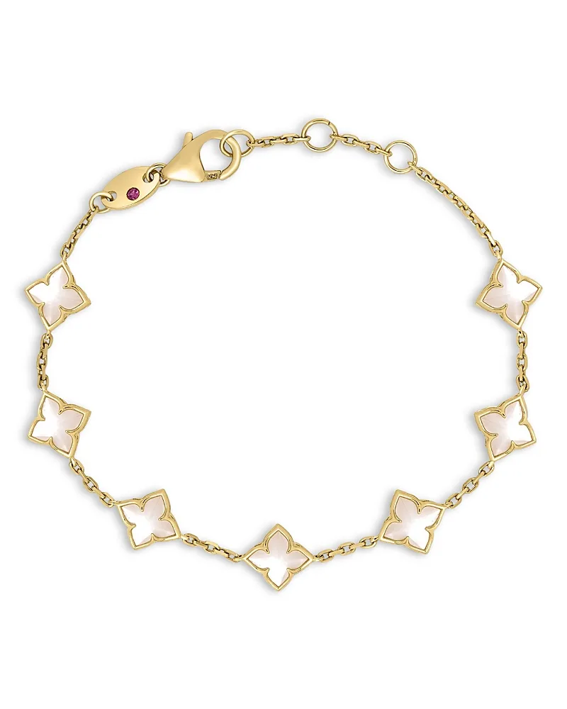 18k Yellow Gold Mother of Pearl Venetian Princess Station Bracelet