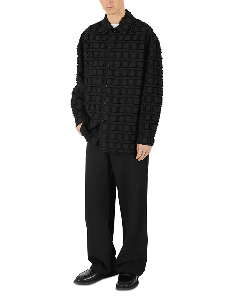 Relaxed Pile Fabric Square Pattern Shirt by Krost