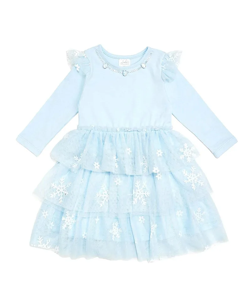 Glitter Snowflake Long Sleeve Tutu Dress by Sweet Wink