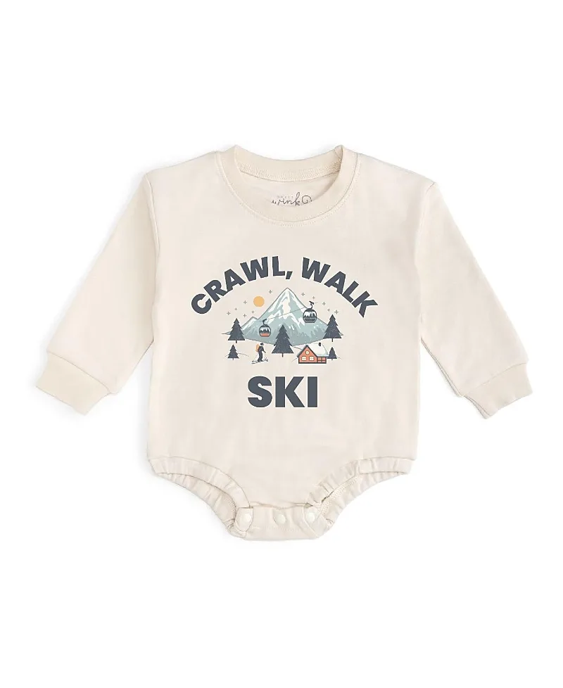 Crawl, Walk, Ski Long Sleeve Romper by Sweet Wink