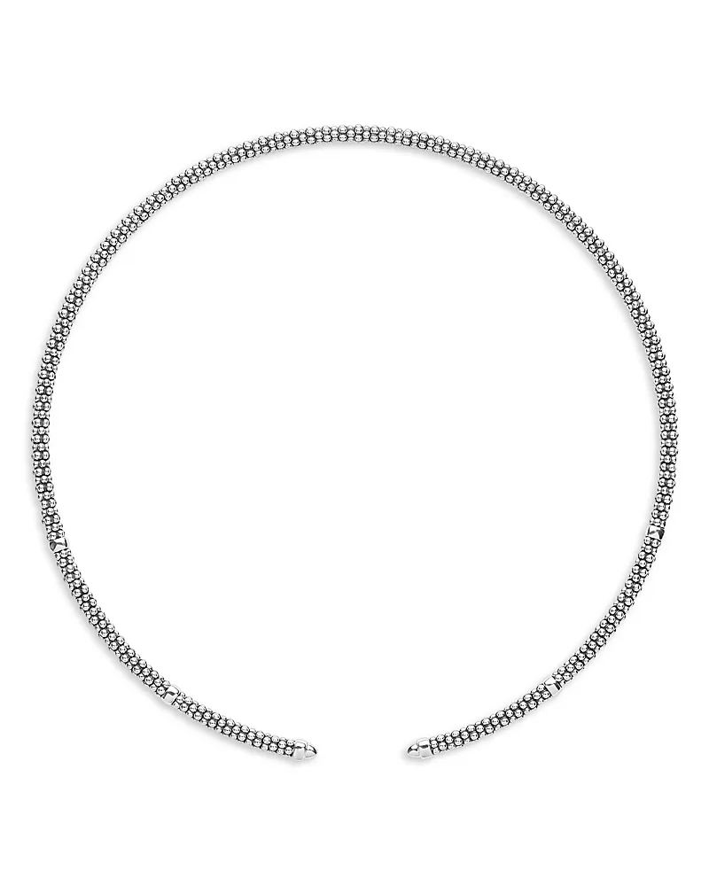 Sterling Silver Signature Caviar Beaded Mini Versa Collar Necklace, 18" by Lagos