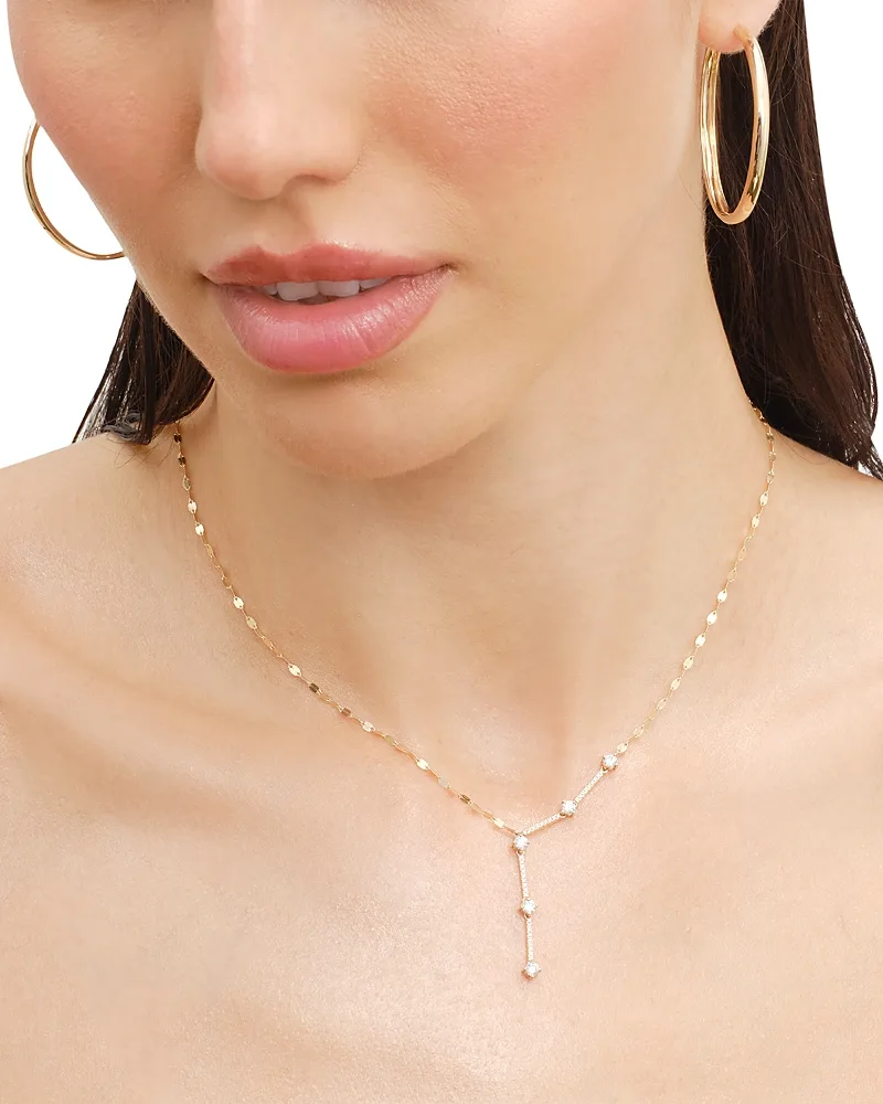 14K Yellow Gold Diamond Bar Remix Lariat Necklace, 0.59 Tcw