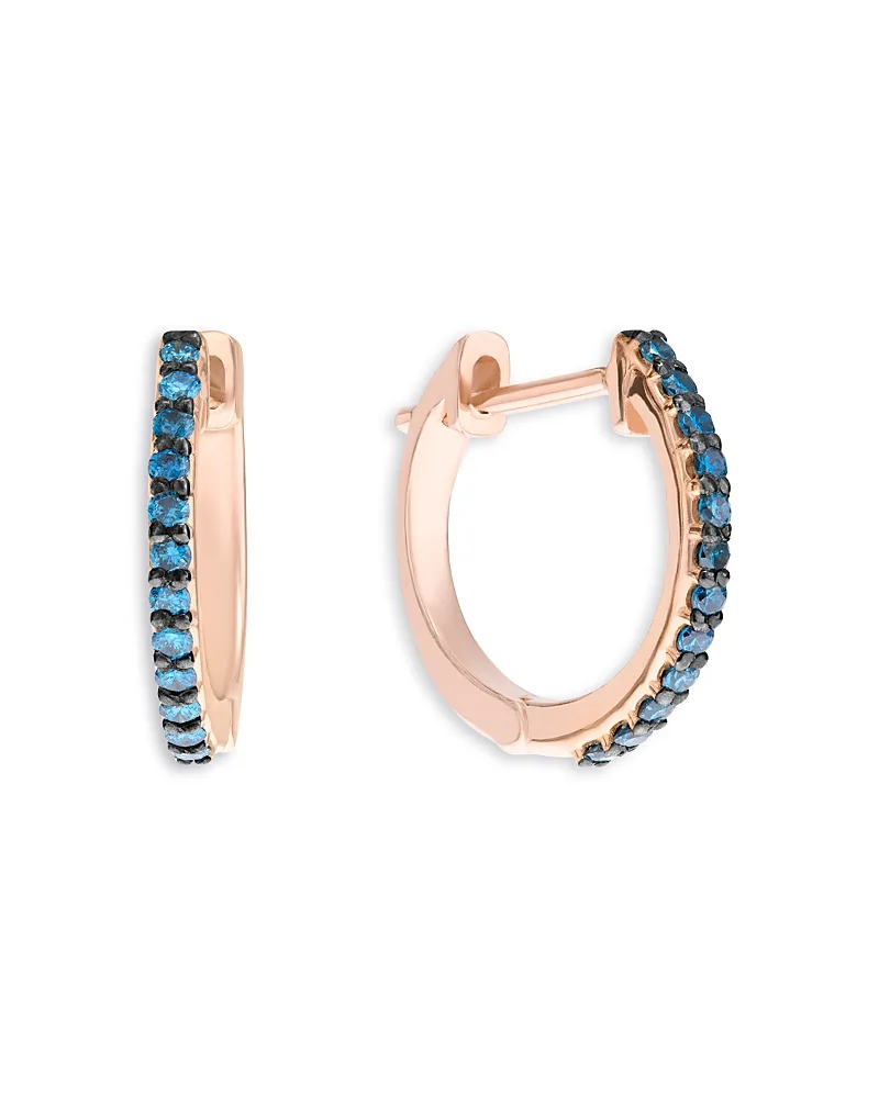 14K Yellow Gold Blue Diamond Hoop Earrings, 0.12 Tcw by Lana