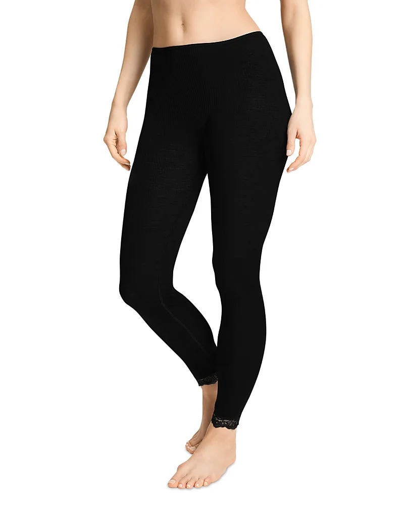 Merino Wool & Silk Lace Trim Leggings by Hanro
