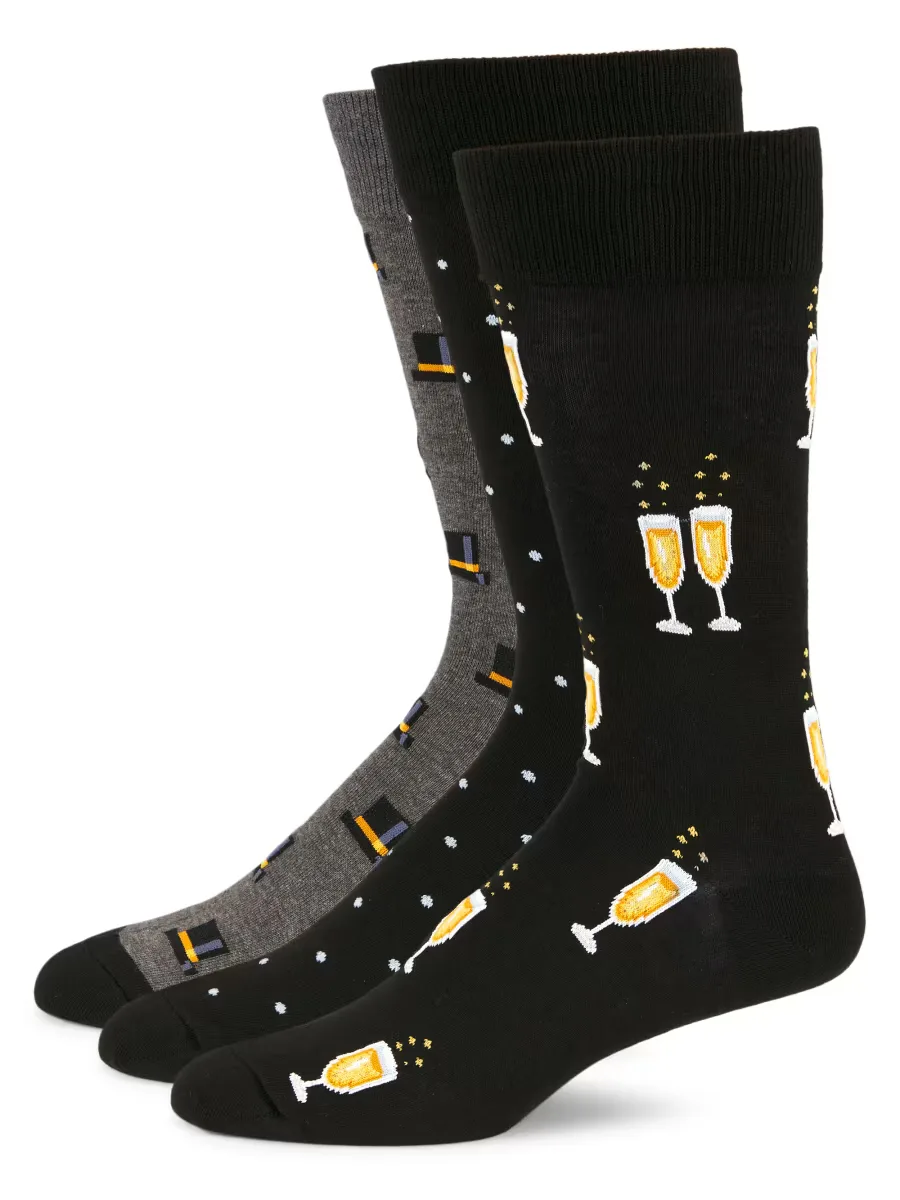 Champagne Toast Sock Set 3-Pack by Saks Fifth Avenue