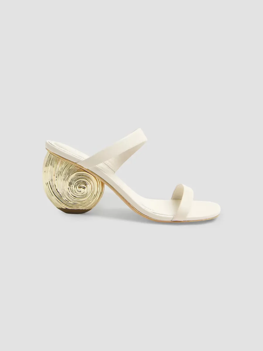 Marion 75MM Seashell-Heel Leather Sandals by SIMKHAI