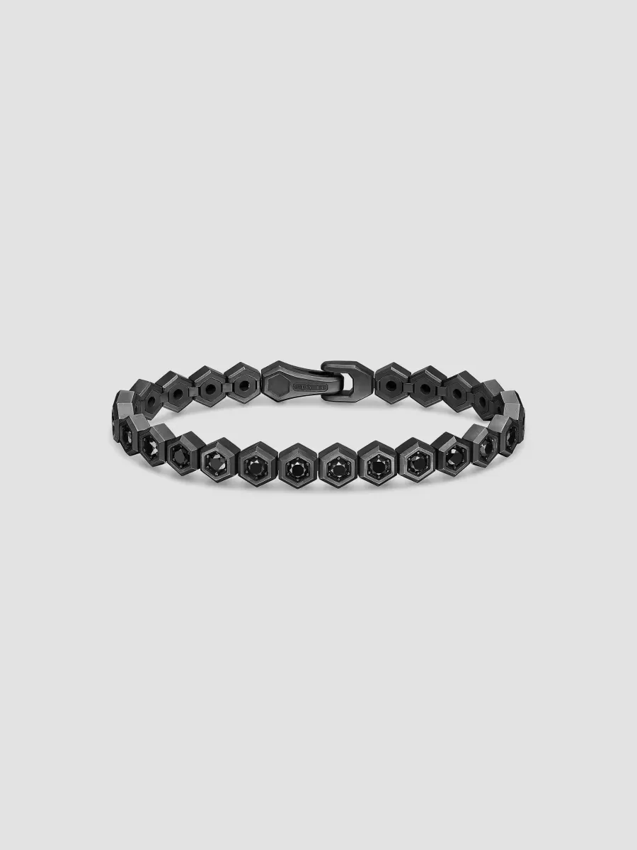 Hex Pav Tennis Bracelet in Black Titanium