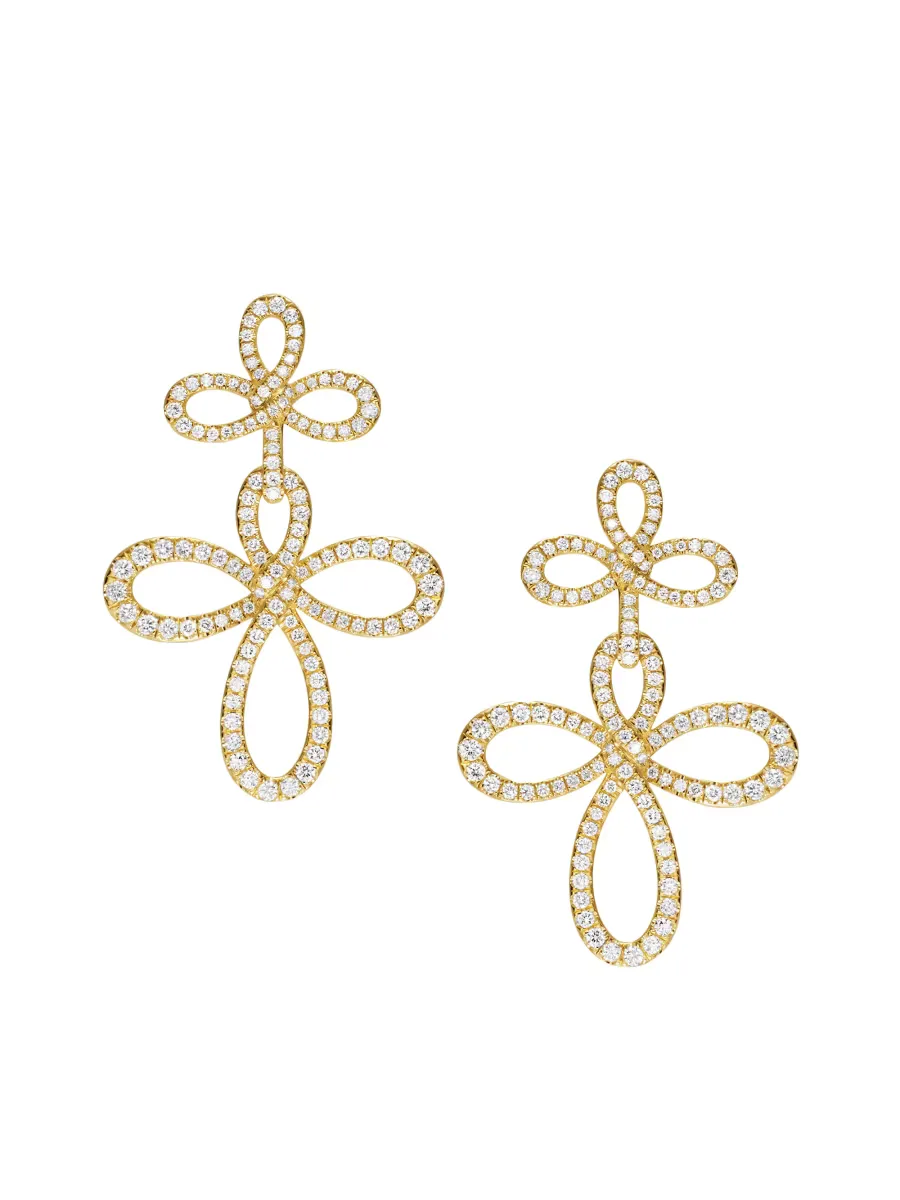 Wisteria Drop Earrings in 18K Yellow Gold with Diamonds, 37.8MM by David Yurman
