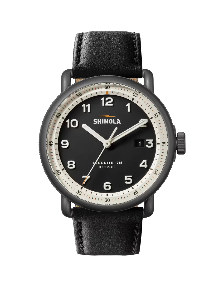 The Canfield Model C56 Stainless Steel & Leather Strap Watch by Shinola