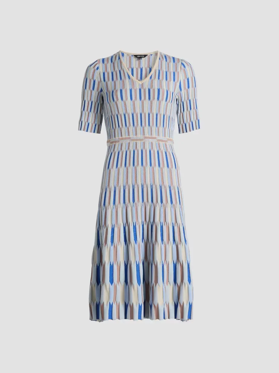Geometric Knit A-Line Midi-Dress by Misook