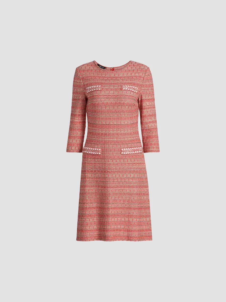 Whipstitch Tweed A-Line Minidress by Misook