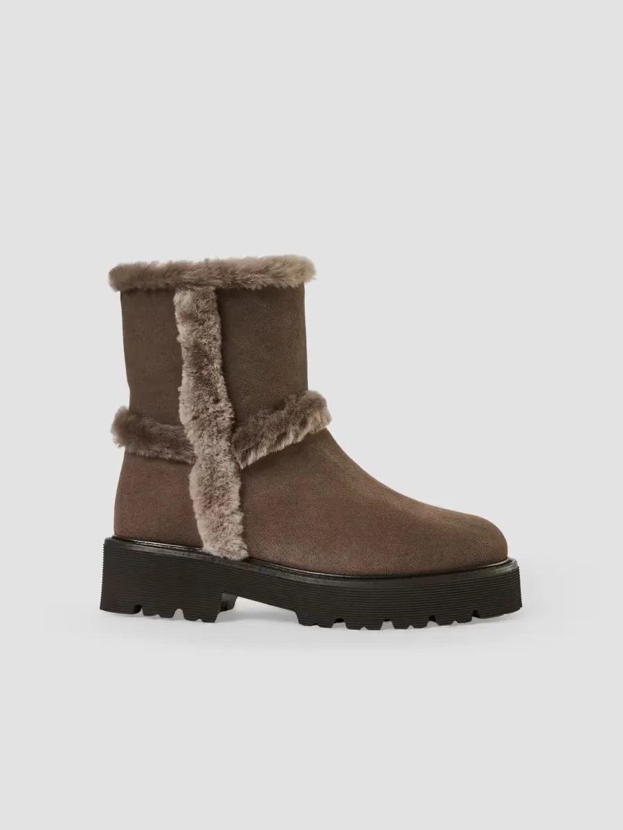 Ella 50MM Shearling-Trimmed Suede Ankle Boots