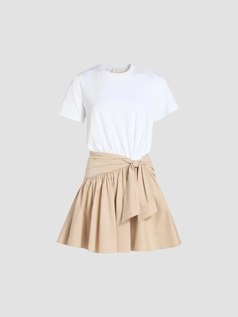 Leslie Cotton Combo Crewneck Minidress by Cinq  Sept