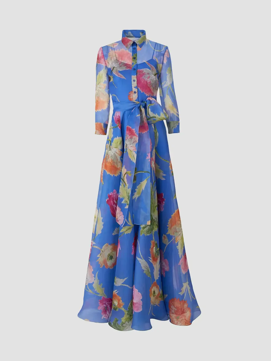Floral Silk Trench Gown by Carolina Herrera