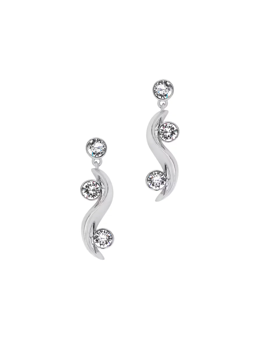 24K-Gold-Plated & Glass Crystal Wave Drop Earrings by Oscar de la Renta