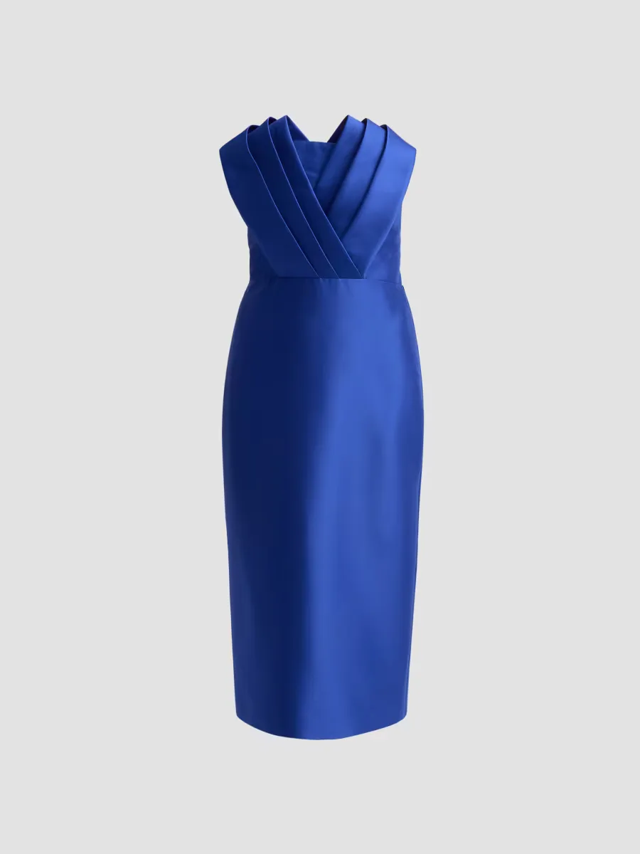 Pleated Satin Cocktail Dress by Badgley Mischka
