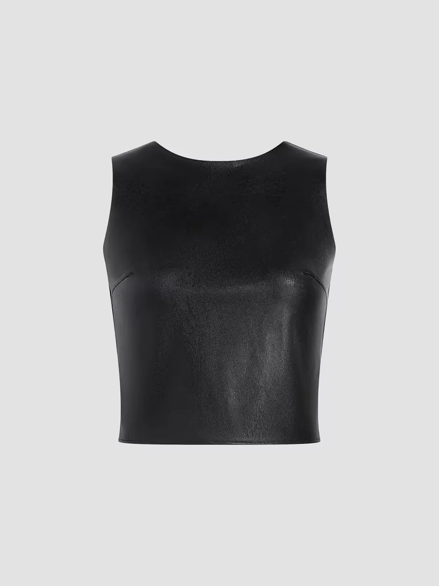 Stretch Faux Leather Shell Top by Commando