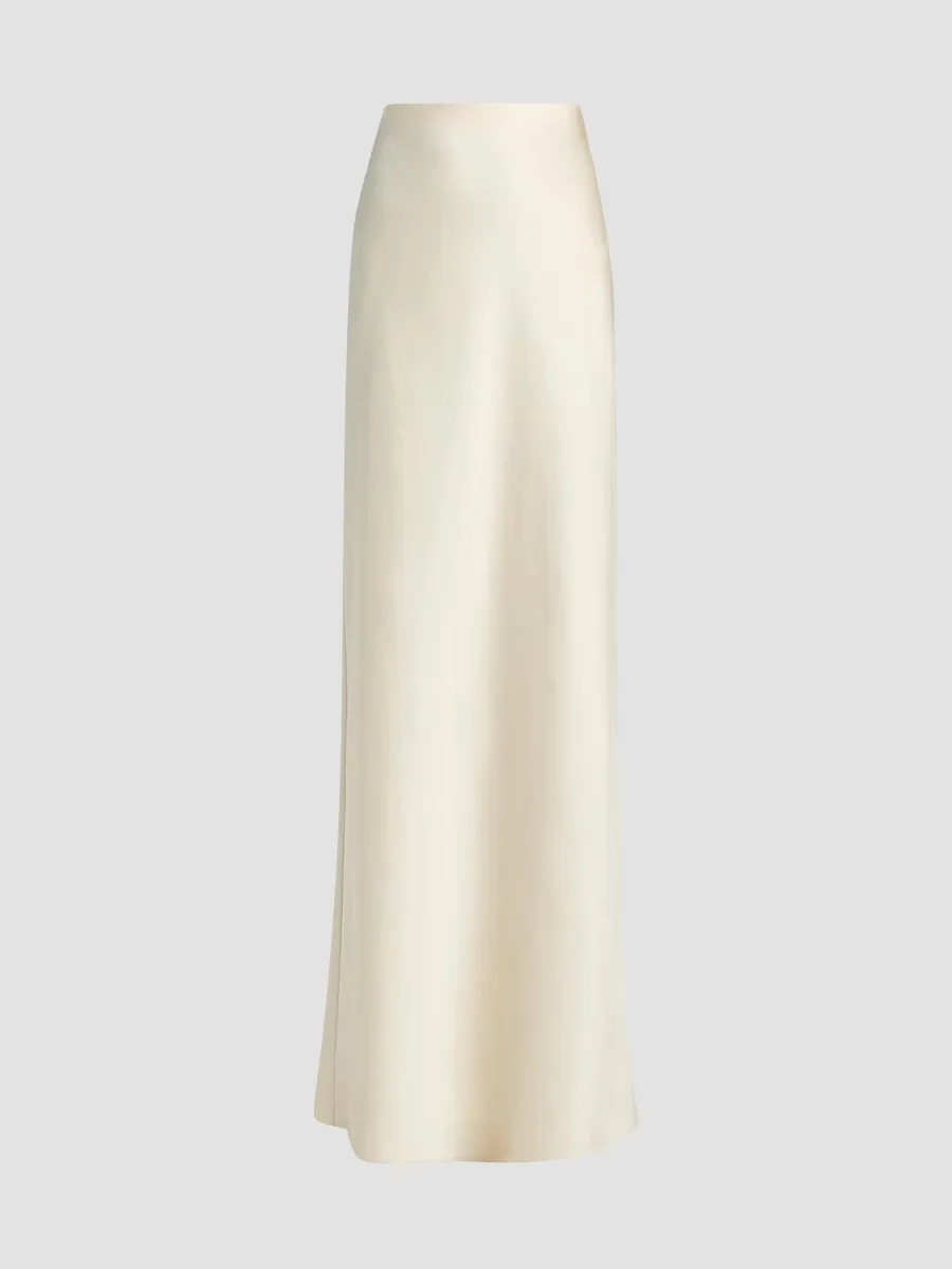 Split Satin Midi-Skirt