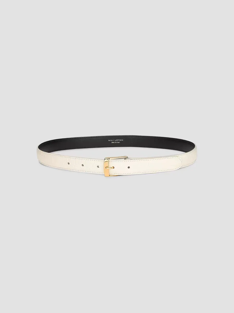Dana Croc-Embossed Leather Belt by Nili Lotan