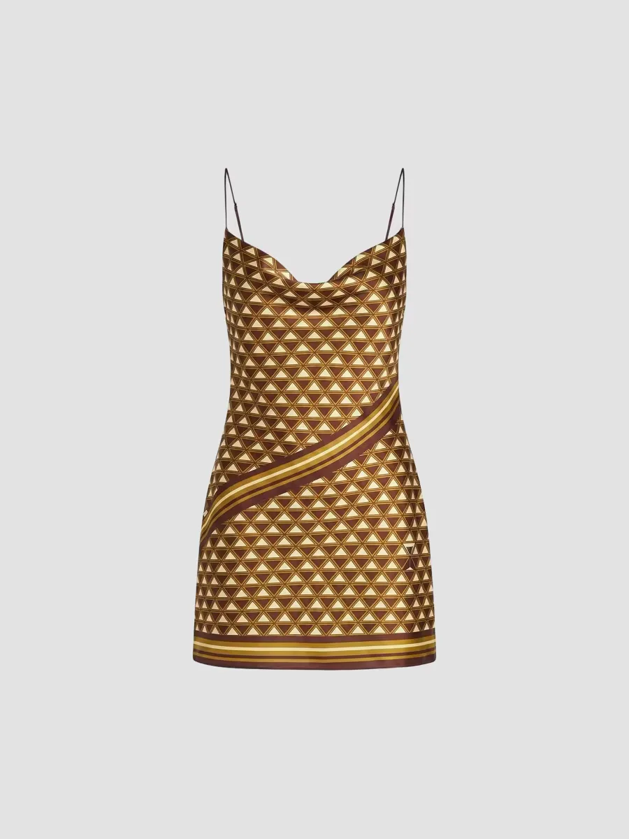 Clemenza Geometric Print Cowlneck Mini Dress by Retrofête