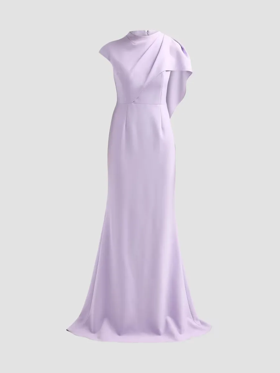 Asymmetric Drape Cape Gown by Teri Jon