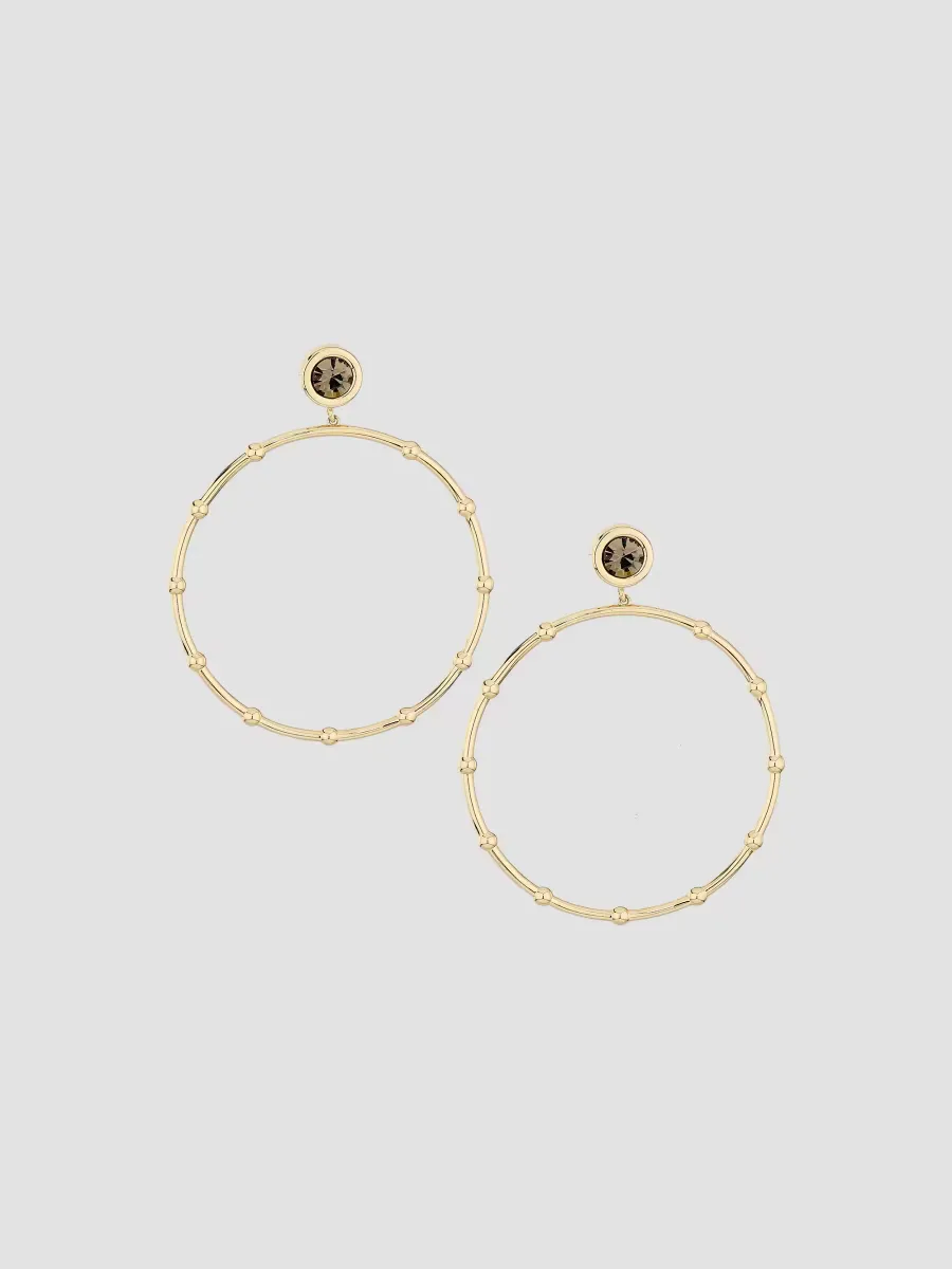 Angely Goldtone & Glass Crystal Hoop Drop Earrings