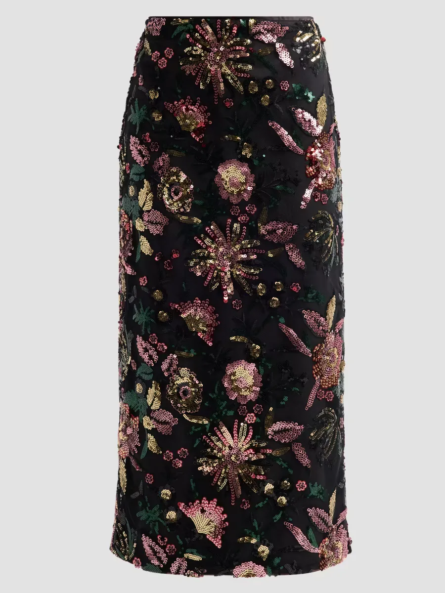 Timothy Floral Sequined Midi Skirt by Ramy Brook