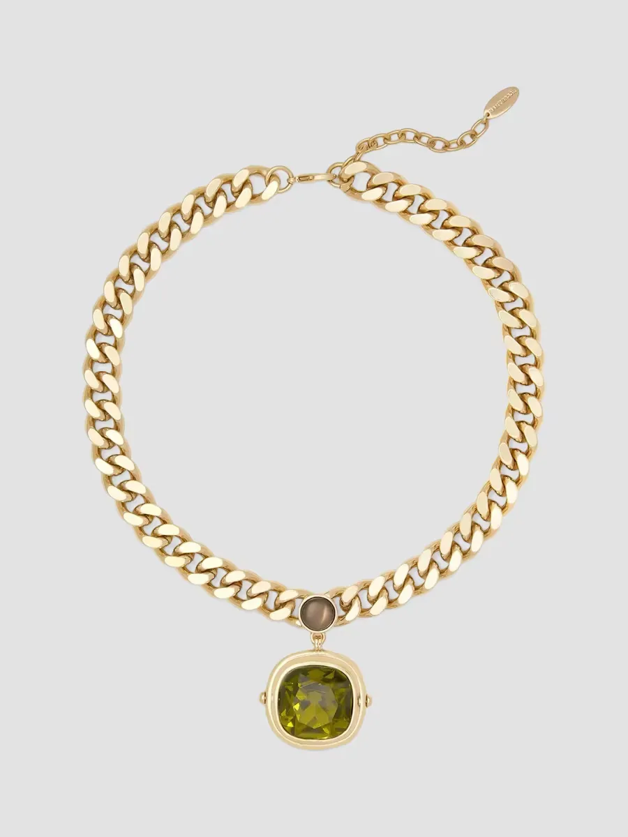 Siena Goldtone, Glass Crystal & Resin Cabochon Pendant Necklace