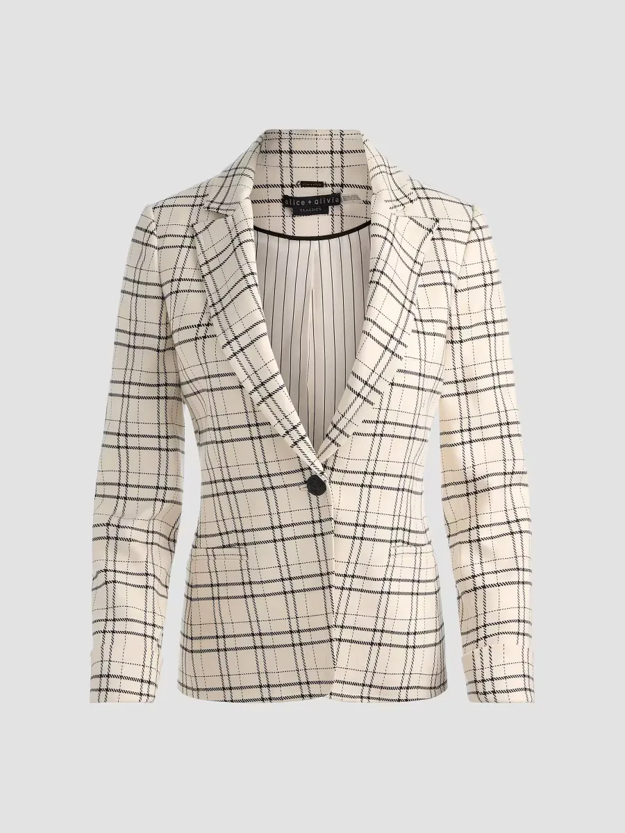 Ryder Checked Notch Lapel Blazer by Alice + Olivia