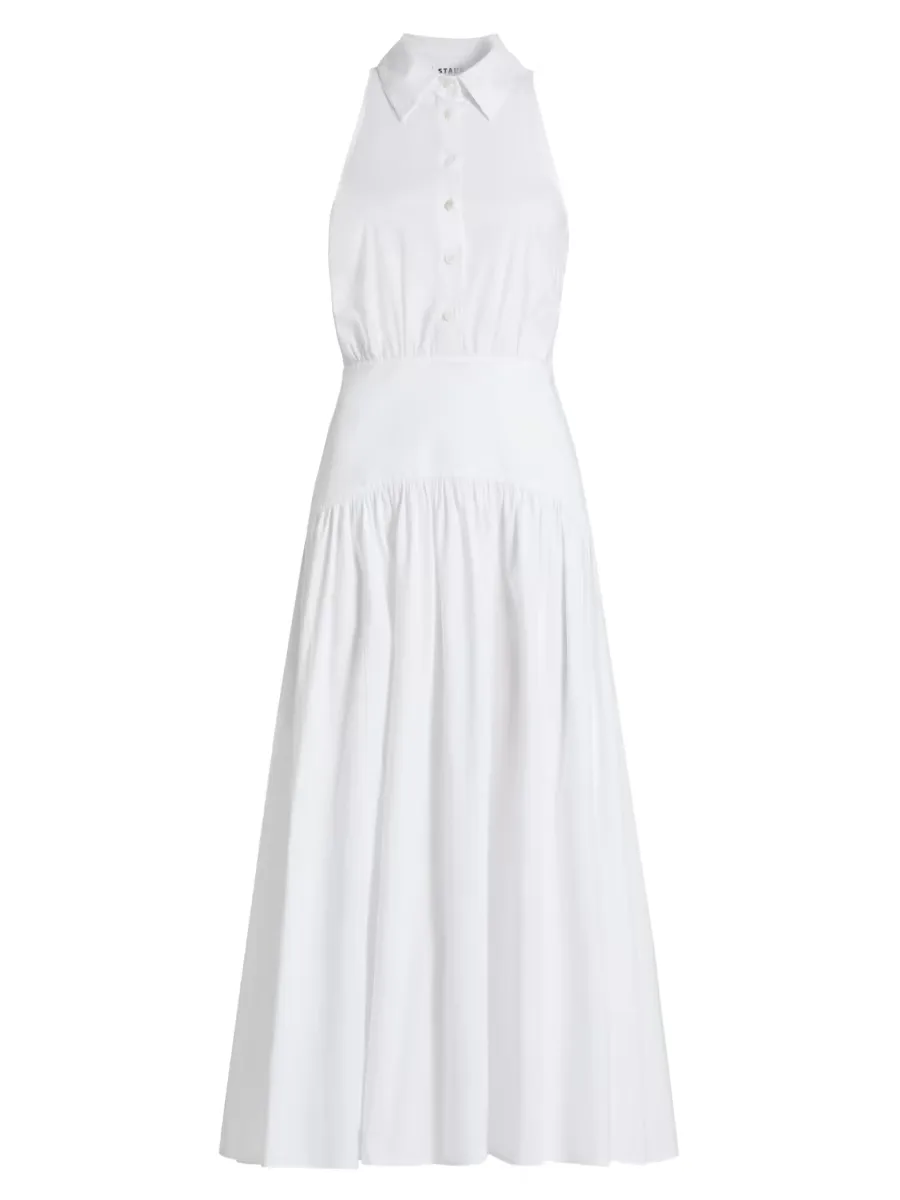 Romy Stretch Poplin Fit & Flare Shirtdress by STAUD