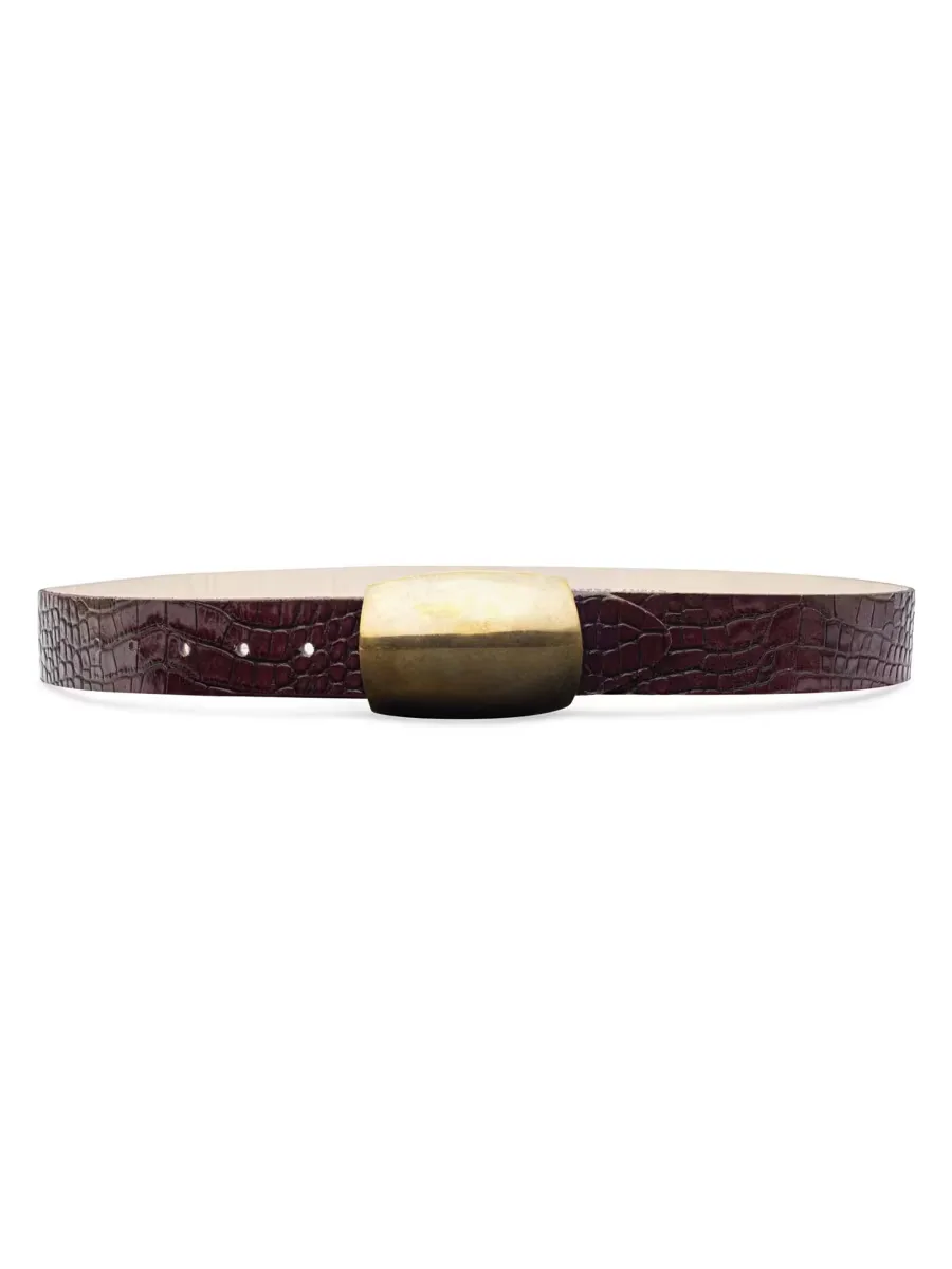 Milou Croc-Embossed Leather Belt by L'AGENCE