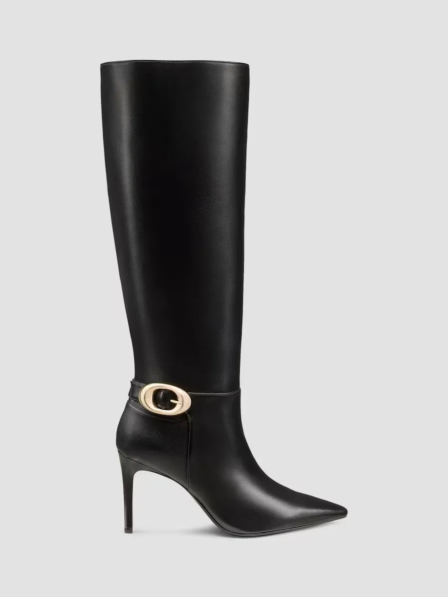 Stuart Power 85MM Buckle-Detail Leather Boots by Stuart Weitzman