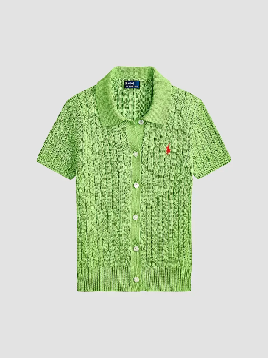 Cable-Knit Cotton Button-Front Cardigan by Polo Ralph Lauren