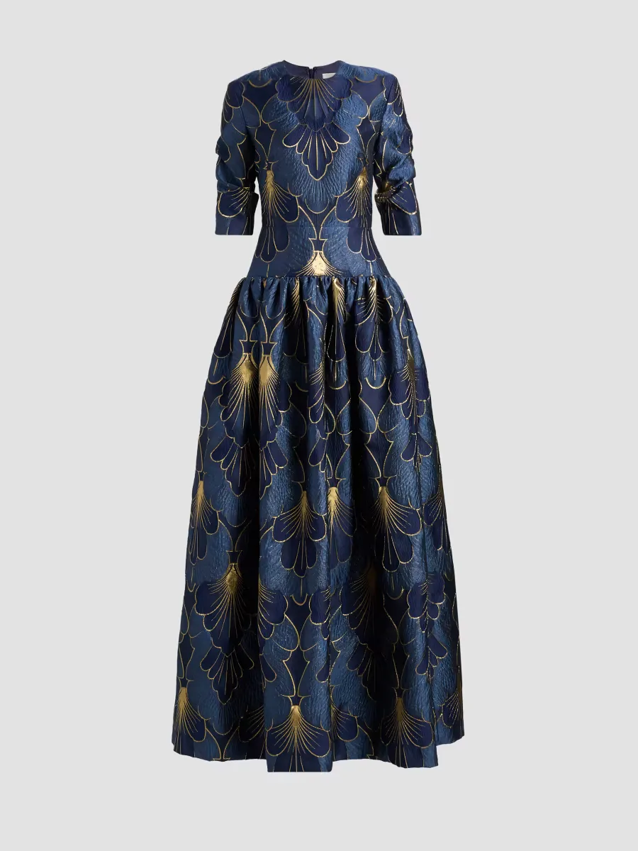 Lam Brocade Dropped Waist Gown by Reem Acra