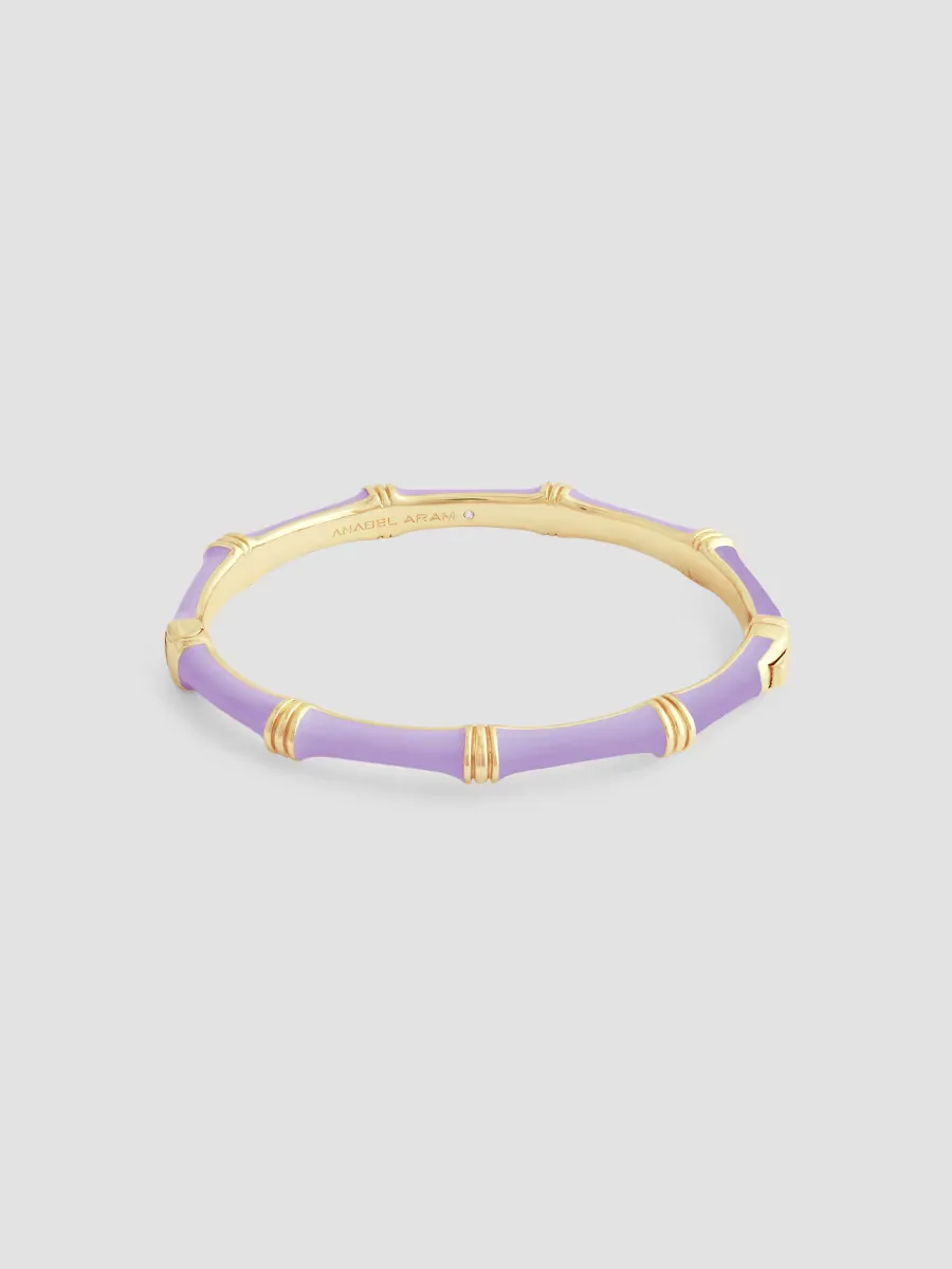 Bamboo 18K Gold-Plated Enameled Hinged Bangle